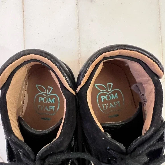POM D’API Walk Basket Velcro Black Toddler Booties Size EUR23 US7 - Picture 7 of 9